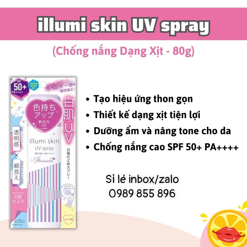 Xịt chống nắng Naris Illumi Skin UV Spray SPF50 PA++++ - Mỹ Phẩm Naris Nhật Bản