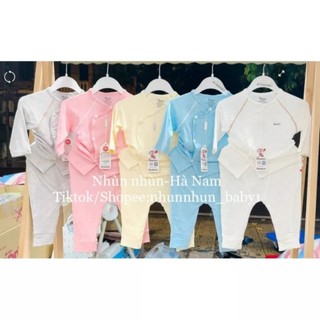 (Chính hãng)Bộ sơ sinh Avaler cài lệch vải thở vân tim