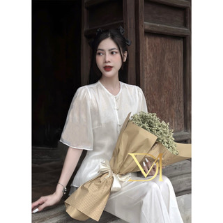 Đồ lam đi chùa -chất voan cúc ngọc 2 lớp v1