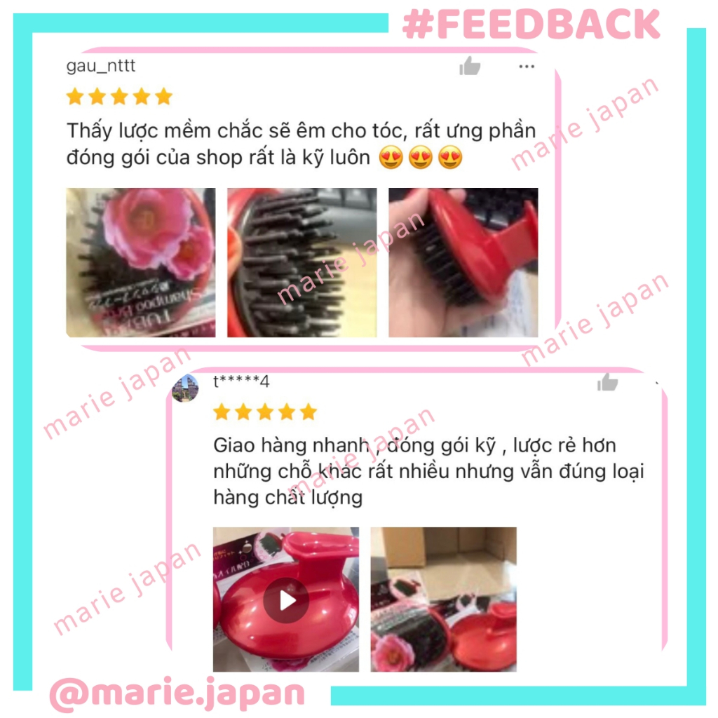 Lược Gội Đầu Tubaki Massage Làm Sạch Da Đầu Tơi Mềm Tóc Nhật Bản Chính Hãng