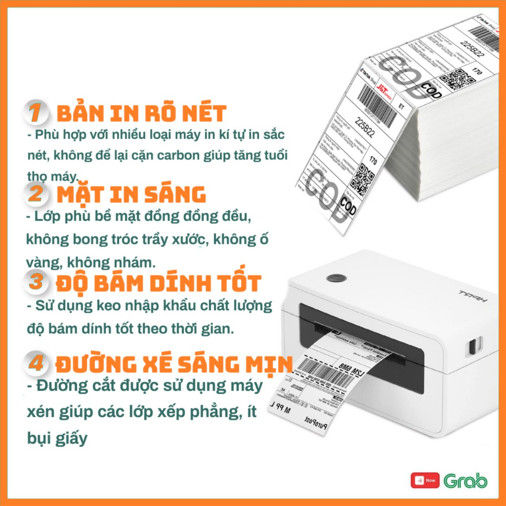 Giấy in đơn hàng TMĐT 100x150mm in decal nhiệt bill hóa đơn cỡ A6 tự dán không cần băng dính HÌNH THẬT