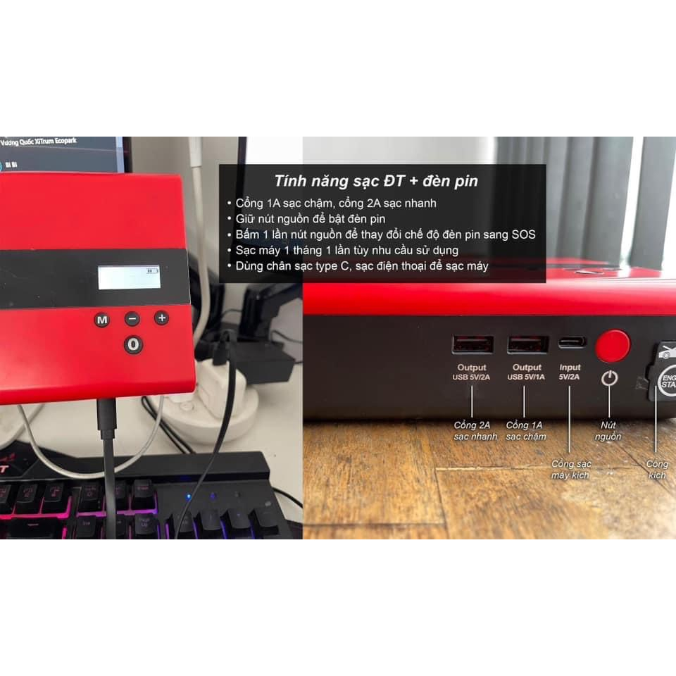 Kích bình ắc quy Kèm bơm lốp ô tô, xe máy SOULOR. Có đèn pin và sạc dự phòng dung lượng 79800mah- 149800mah. BH 12 tháng