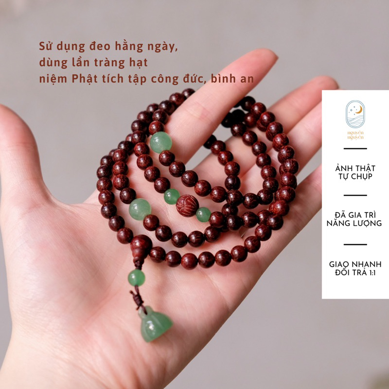 Vòng đeo tay, chuỗi hạt Gỗ Đàn Hương charm Hoa Sen phong thuỷ bình an, thời trang duyên dáng