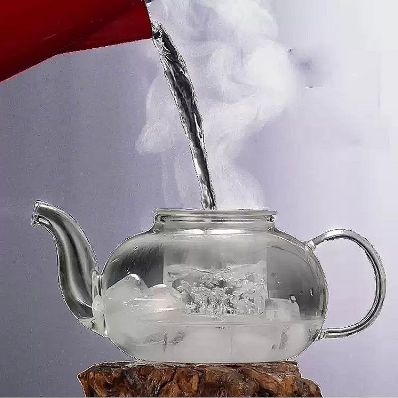Bộ Ấm Trà 6 Chén Thủy Tinh Lõi Lọc Pha Trà Chịu Nhiệt có Quai nhỏ 600ML