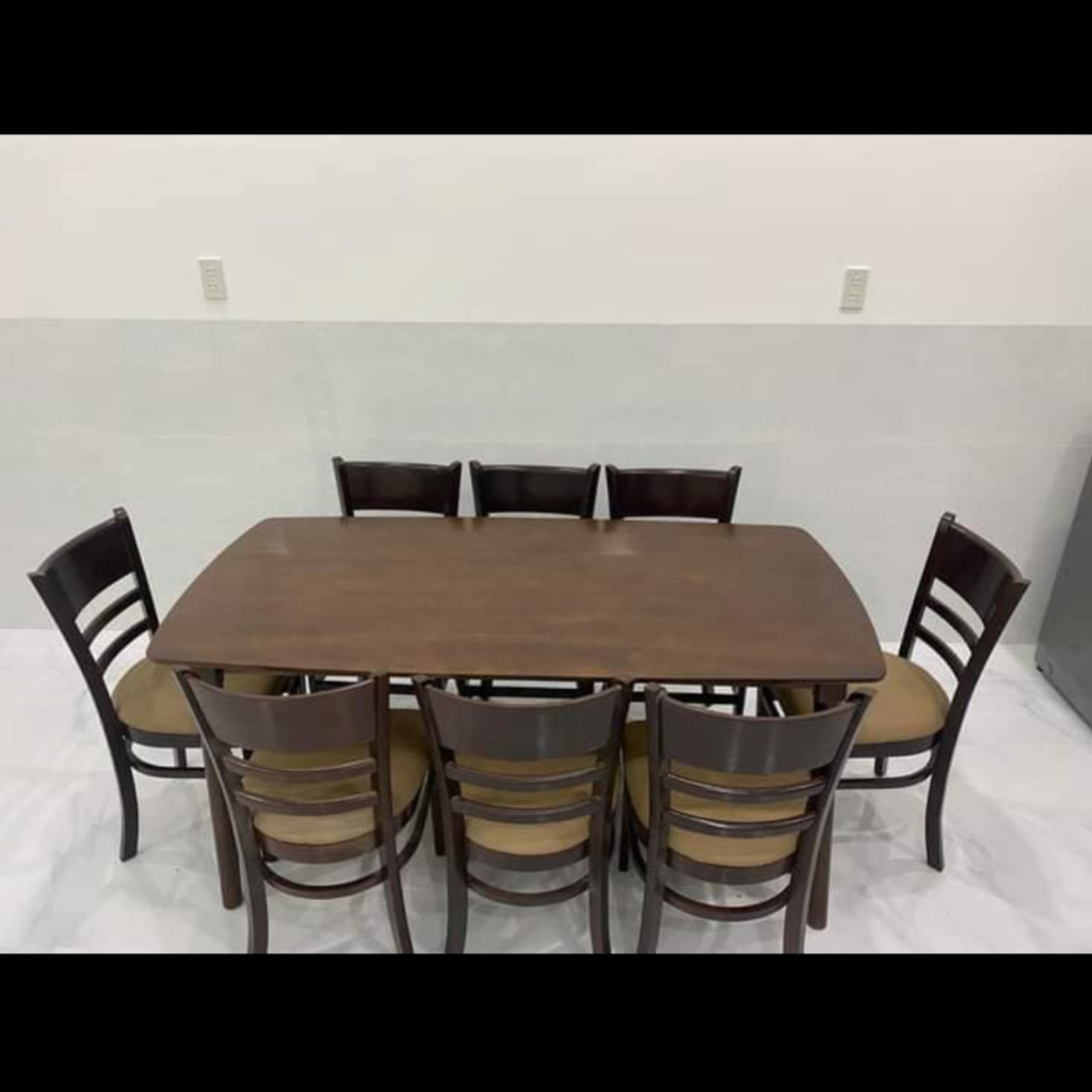 Bàn ăn 6_8 ghế gỗ cau su tự nhiên , bàn ăn cơm gia đình 8 ghế sang trọng
