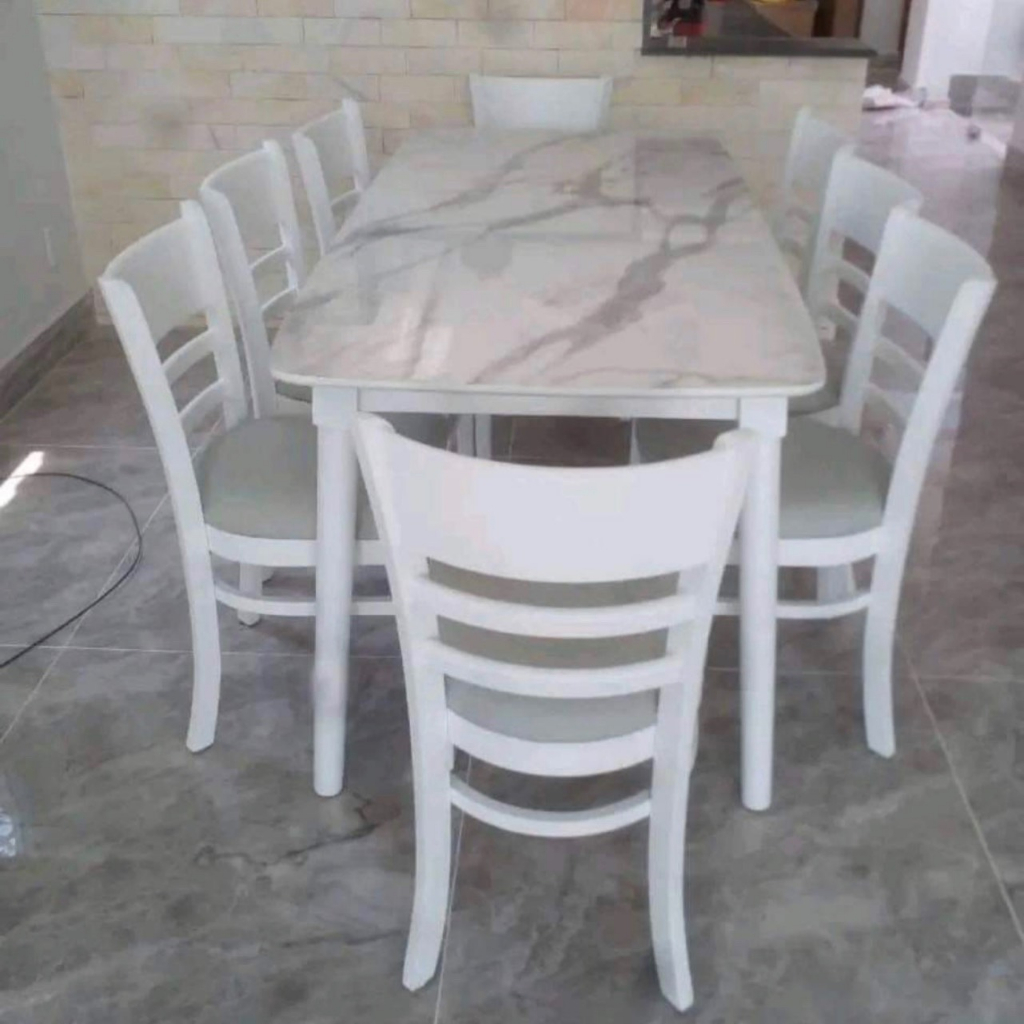 Bàn ăn 6_8 ghế gỗ cau su tự nhiên , bàn ăn cơm gia đình 8 ghế sang trọng
