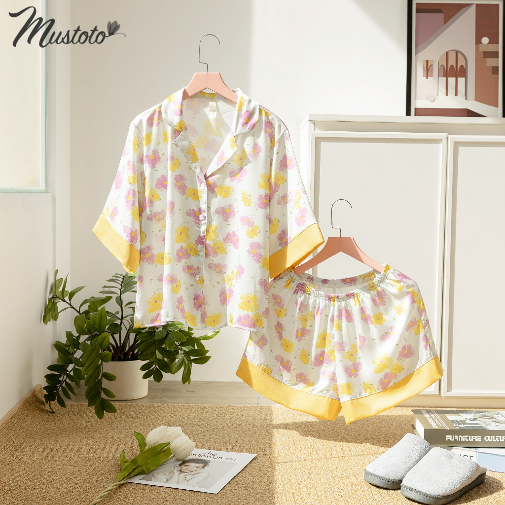 Bộ Mặc Nhà Pyjama Lụa Ngọc Trai Form Rộng Mịn Mát (Mustoto MB07)