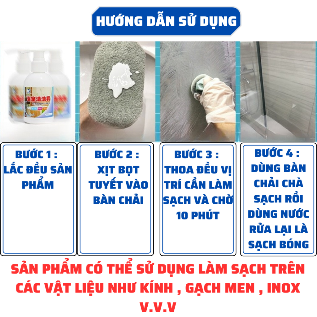 Chai Xịt Vệ Sinh Gạch Men , Kính , Bồn Cầu , Lavabo , Vòi Sen Inox Cực Mạnh Dạng Bọt Tuyết Không Mùi 150Ml K217