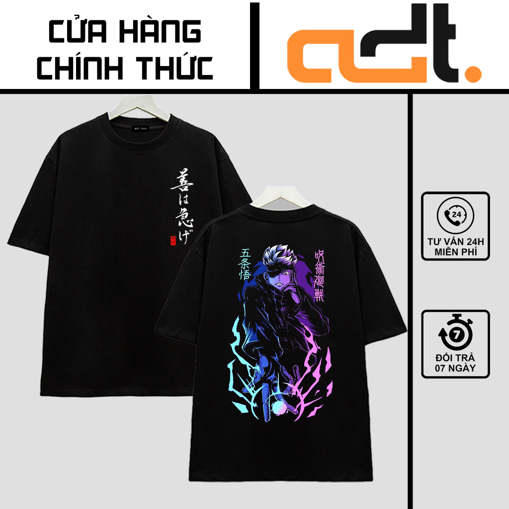 Áo thun Jujutsu Kaisen - Áo Anime in hình Gojo Satoru cực chất, Áo phông chất cotton 4 chiều thoáng mát