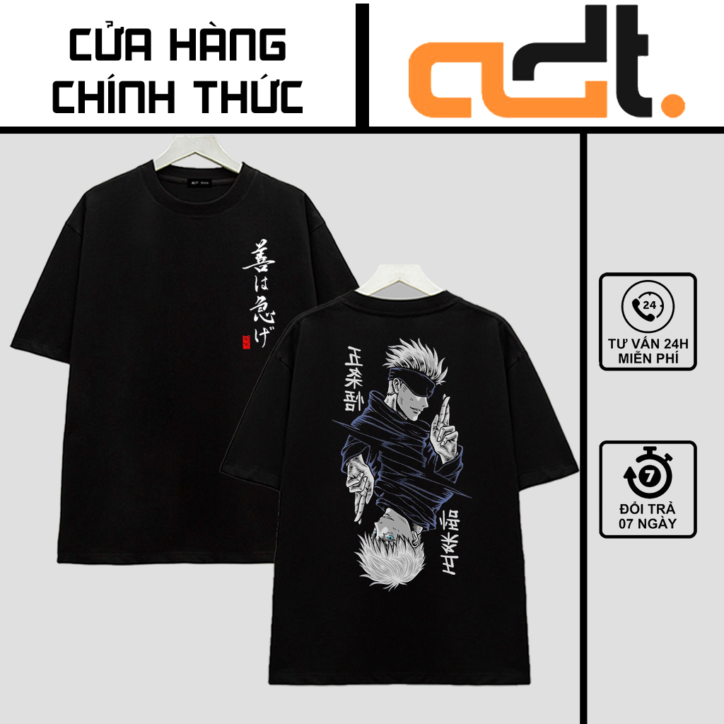 Áo thun Jujutsu Kaisen - Áo Anime in hình Gojo Satoru cực chất, Áo phông chất cotton 4 chiều thoáng mát