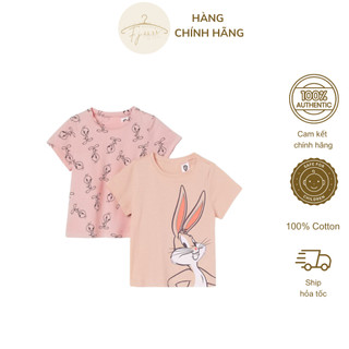 Áo phông bé gái chính hãng HM, áo thun ngắn tay họa tiết chất cotton đẹp cho bé 6 tháng đến 4 tuổi Auth