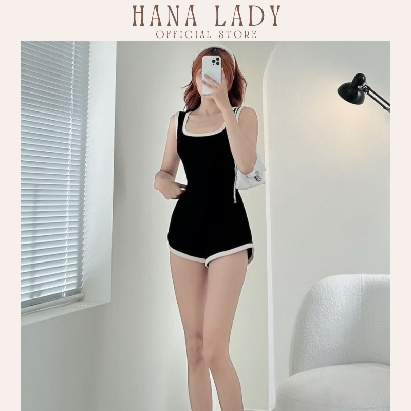 Bodysuit nữ đi biển liền thân thun gân có mút ngực HanaLadyStore B147