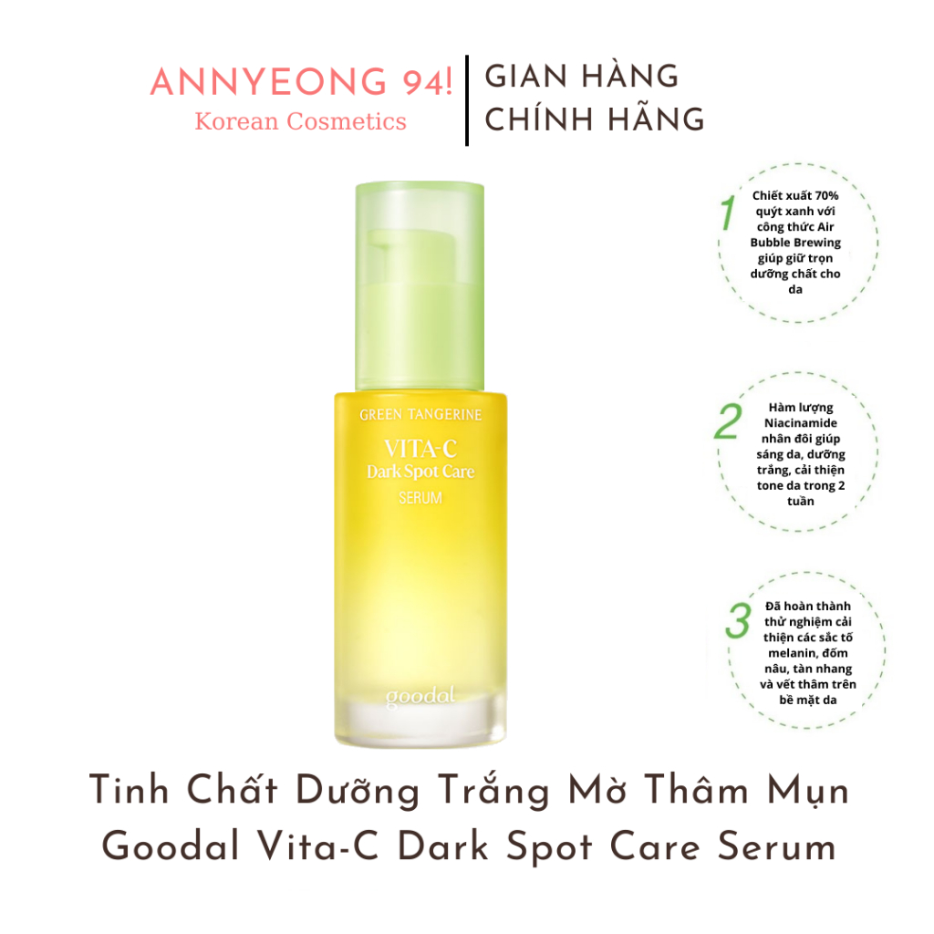 [Fullbox 40ml] Tinh Chất Dưỡng Trắng Mờ Thâm Mụn Goodal Green Tangerine Vita C Dark Spot Care Serum 40ml