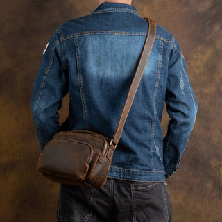 Túi đeo chéo da bò thật bảo hành 5 năm c03 - black leather