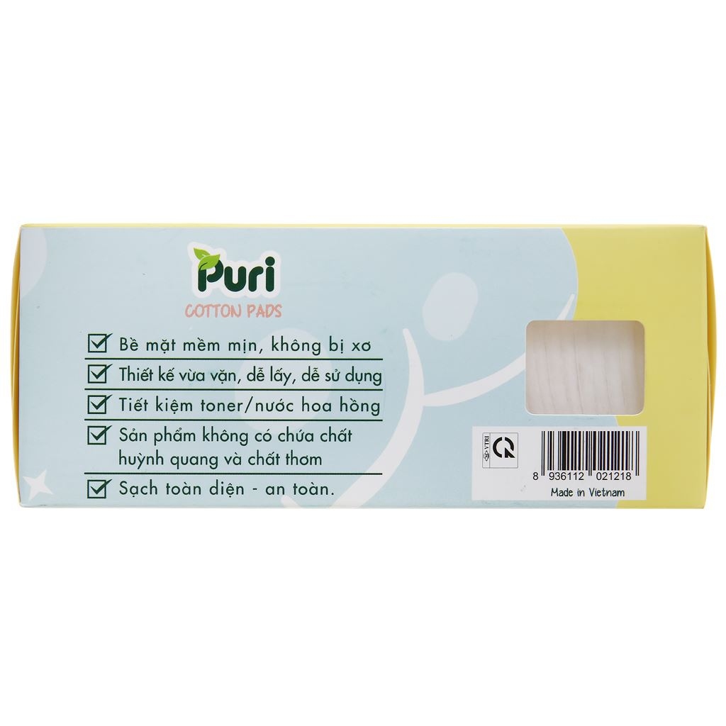 Bông tẩy trang Puri hộp 100 miếng  - Hàng Chính Hãng