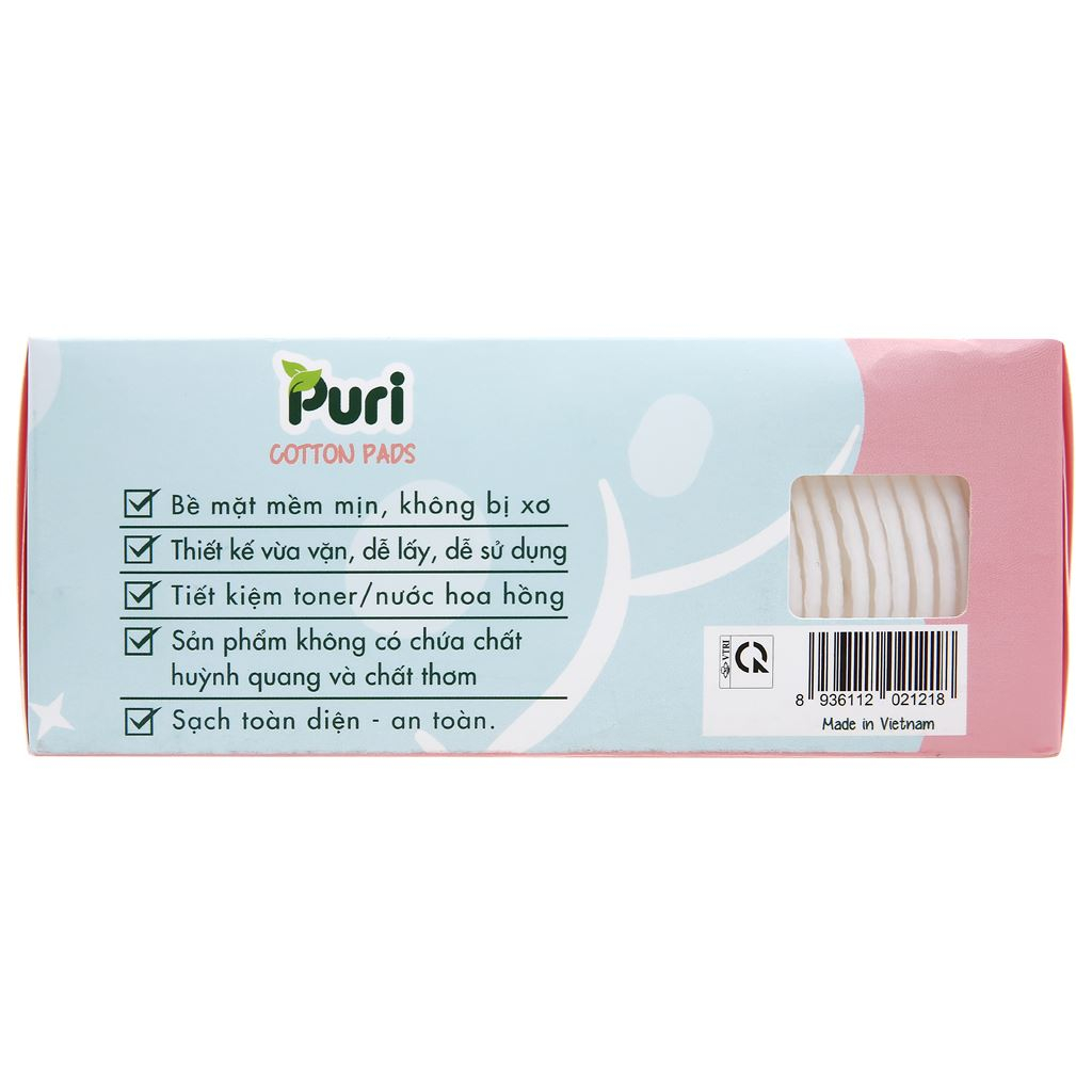 Bông tẩy trang Puri hộp 100 miếng  - Hàng Chính Hãng