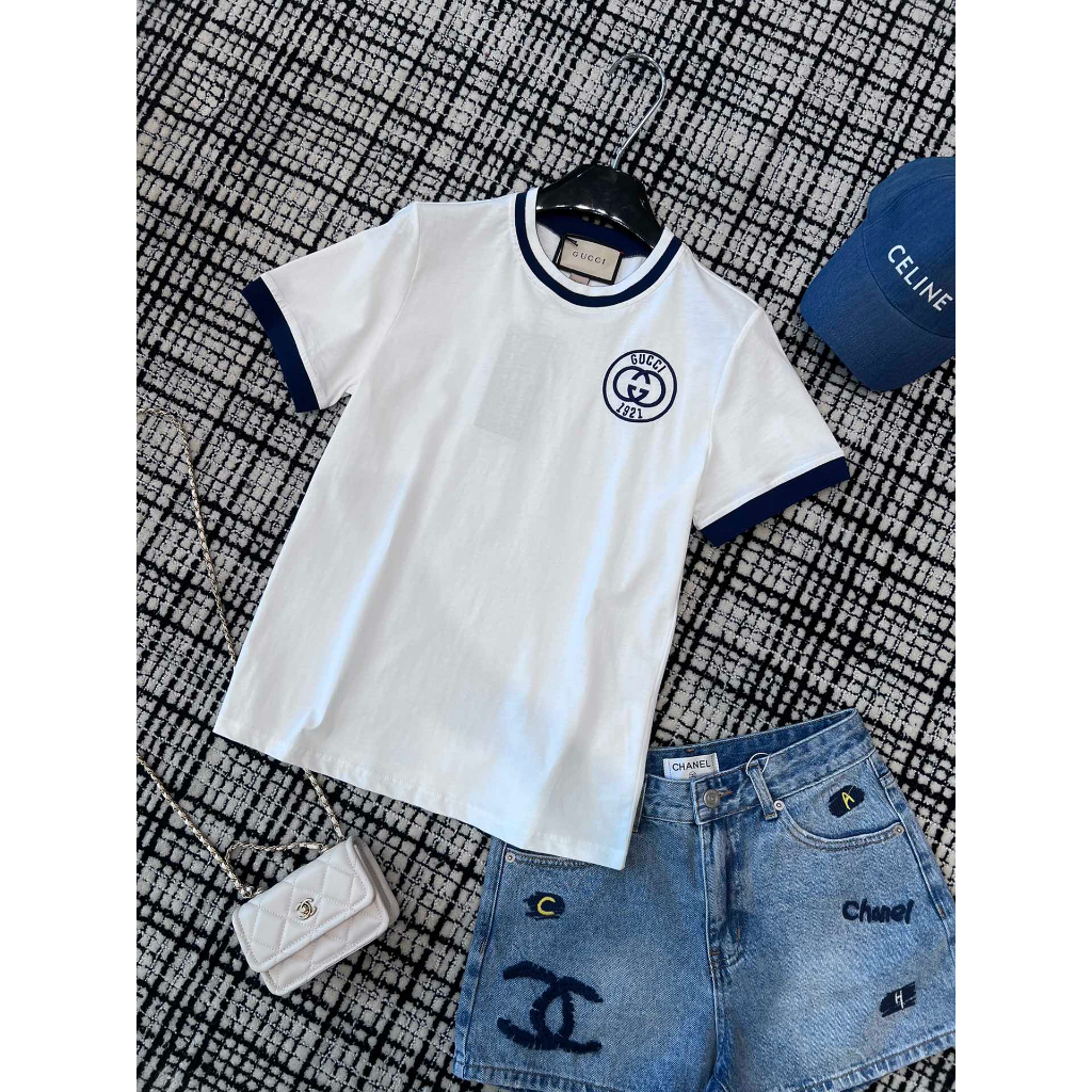 Áo thun tay ngắn thời trang cao cấp Gucci GG GC phong cách trẻ trung, basic