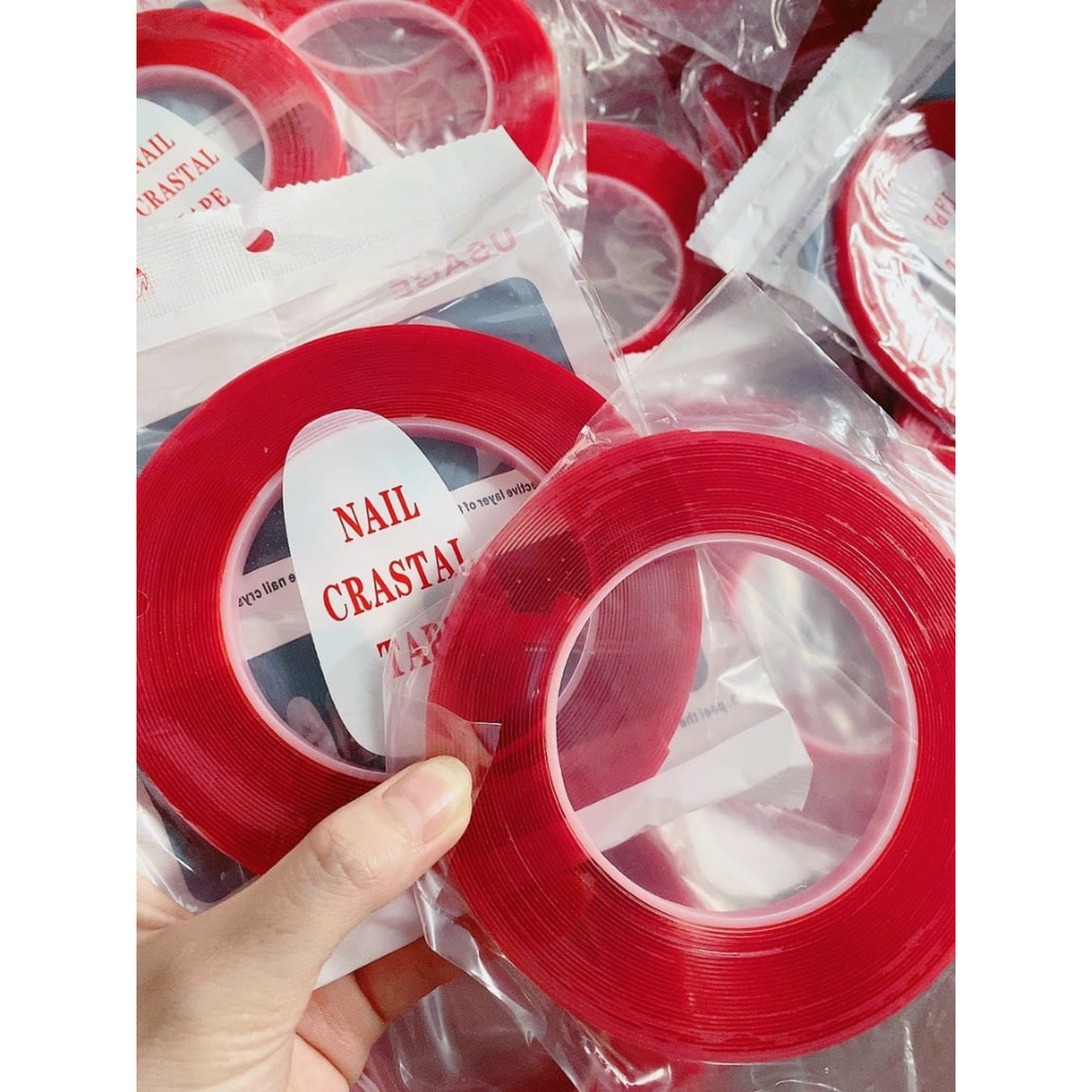 [Nail Chín Sáu] Băng Keo Đỏ Nail , Cuộn Keo Đỏ 2 Mặt Dán Mẫu Móng , Tạo Fan Mi , Dùng Trong Nailbox
