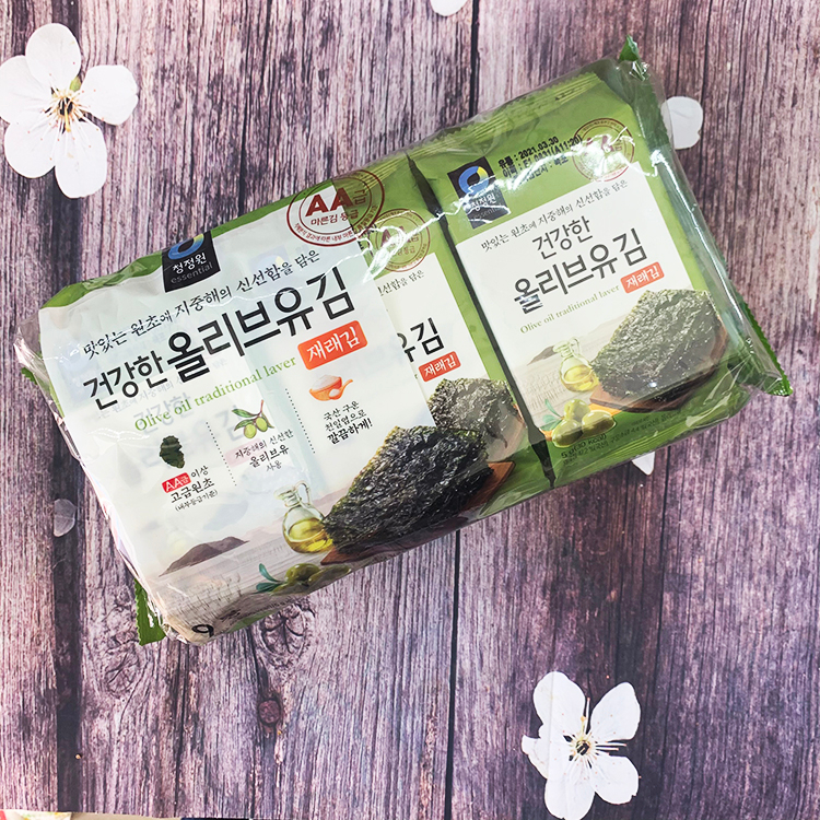 Lốc 9 gói rong biển ăn liền Hàn Quốc vị truyền thống Olive