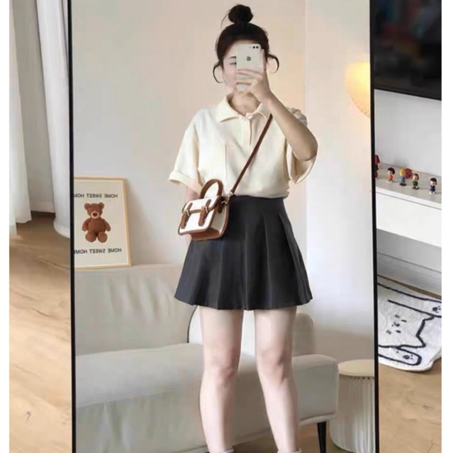 Áo thun polo nữ màu be đơn giãn basic thời trang xứ A Nam