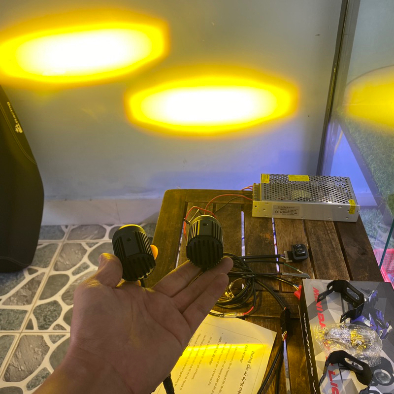 Combo Đèn Trợ Sáng Bi cầu Mini F1 kèm mạch on off đơn giản