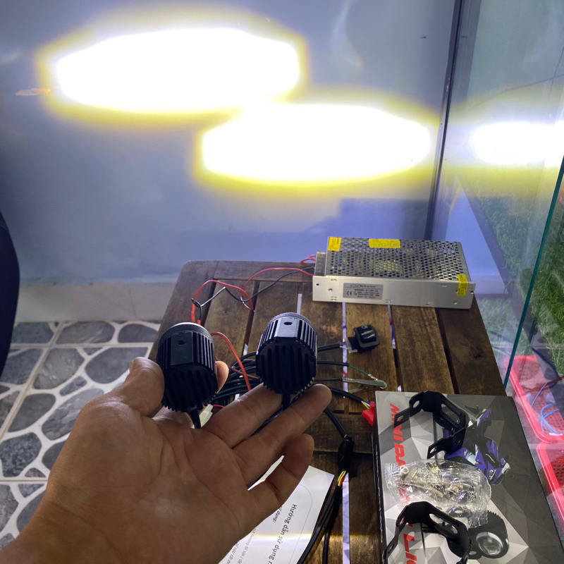 Combo Đèn Trợ Sáng Bi cầu Mini F1 kèm mạch on off đơn giản