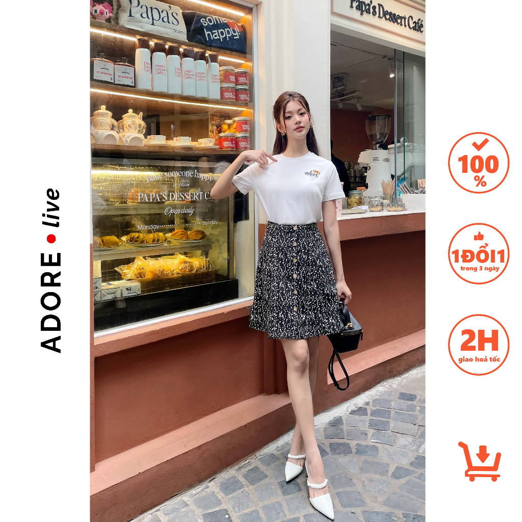 Chân váy Mini skirts casual style lụa hoạ tiết rối 321SK1010 ADORE DRESS