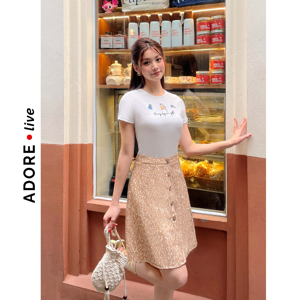 Chân váy Mini skirts casual style lụa hoạ tiết rối 321SK1010 ADORE DRESS