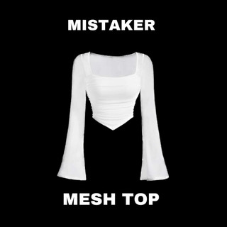 Áo lưới tay dài - Mesh top white