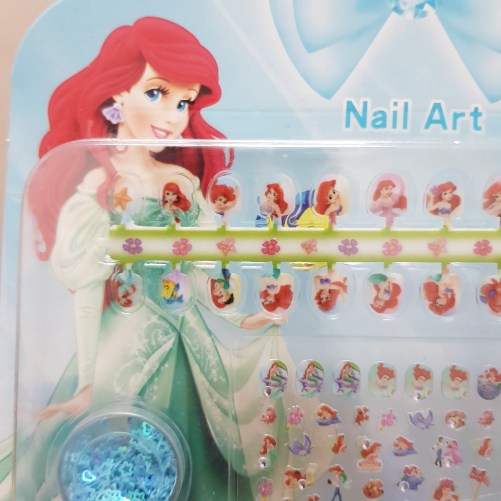 Bộ 24 móng tay giả kèm dán móng và đồ trang điểm hình công chúa, kitty cho bé