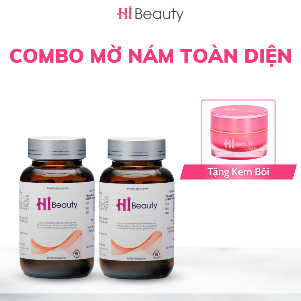 Tặng kèm máy xông hơi, máy diện di Combo 2 Hộp Viên Uống Hi Beauty - Dưỡng