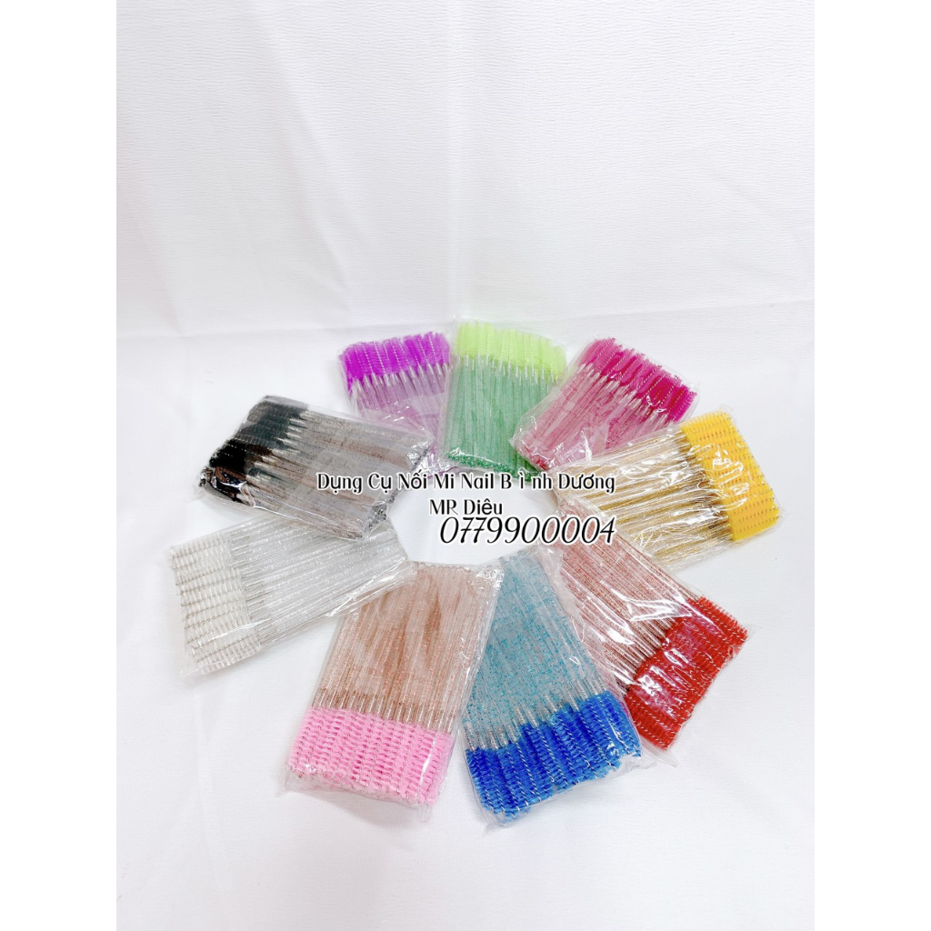 Chổi Chải Mi Nhiều Màu 1 Bịch 50 Cây - Ảnh Thật Được Chụp Tại Shop