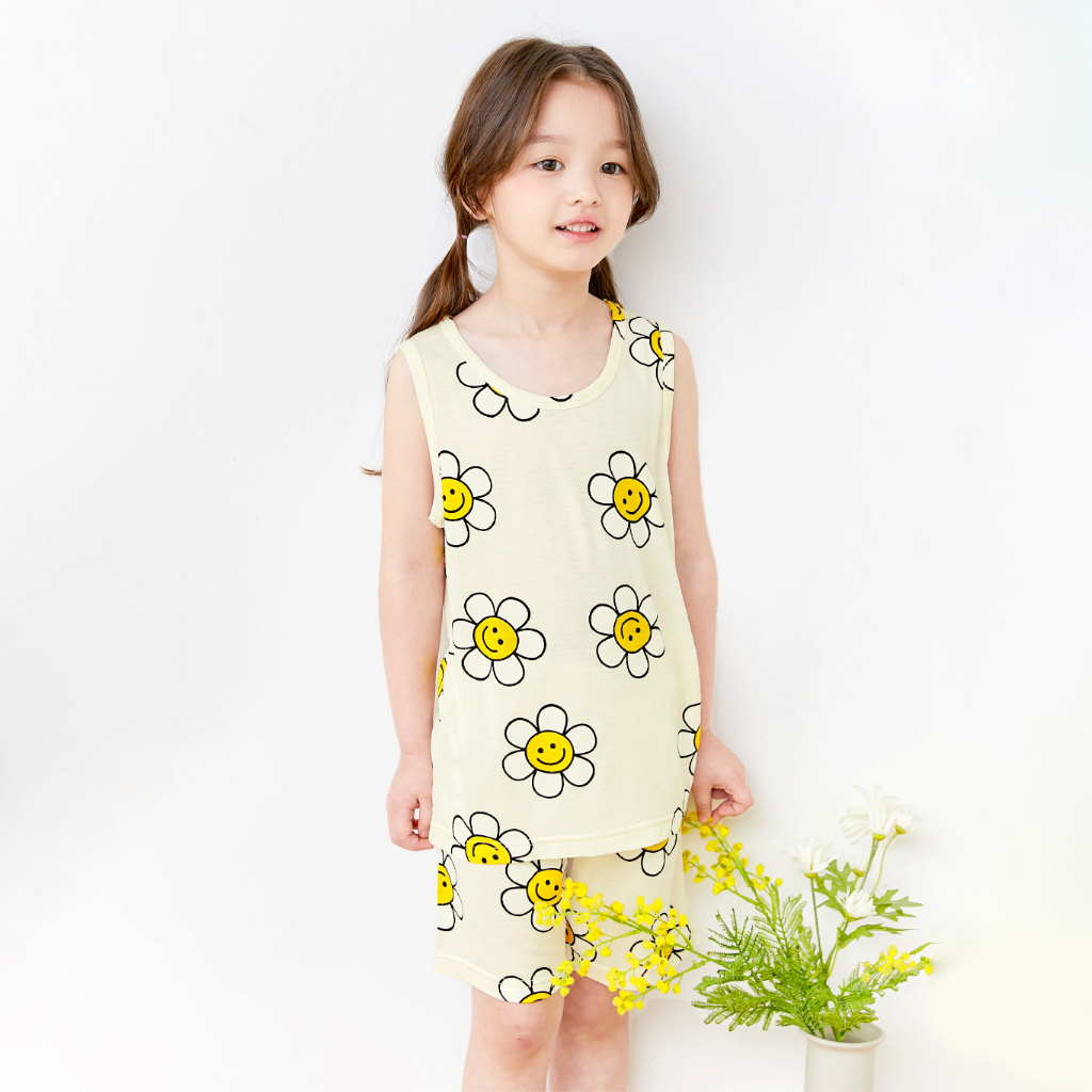 Đồ bộ ba lỗ Cool Feel mịn siêu mỏng mát mặc nhà mùa hè cho bé trai và bé gái Unifriend Hàn Quốc U2023-37