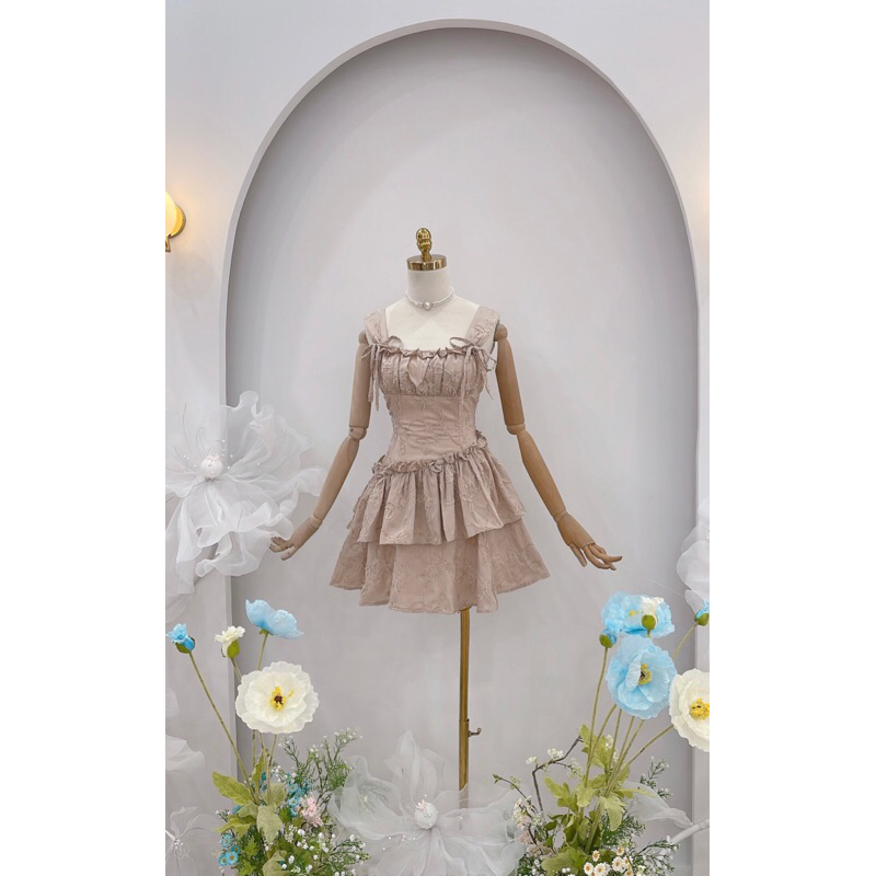 Váy thô thêu buộc nơ