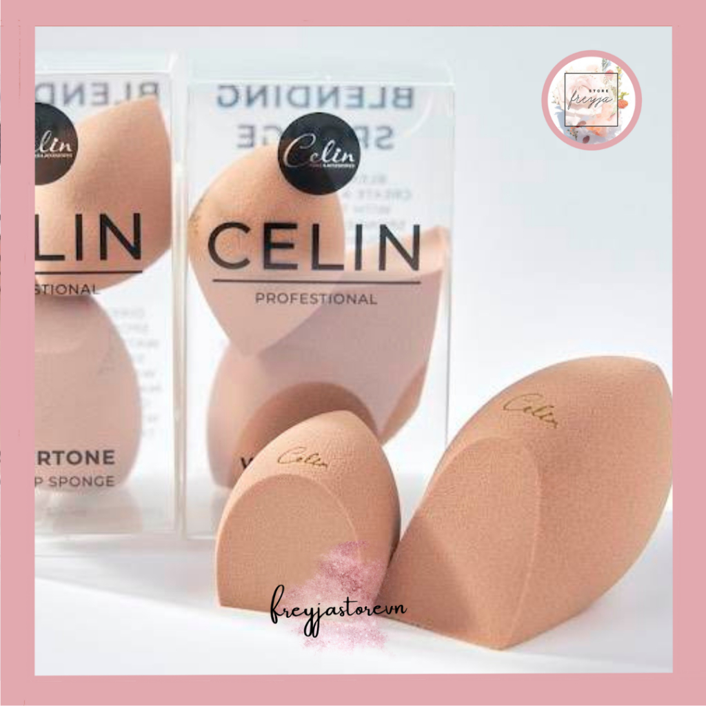 Bông Mút Tán Nền Celin 2 Chiếc Chính Hãng Gồm Màu Nâu Đen Chuyên Dùng Cho trang Điểm Siêu Mềm Đàn Hồi Cao