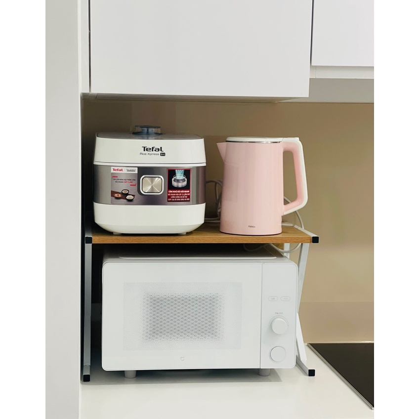 Kệ lò vi sóng 2 tầng kích thước 30x50 cao 33 cm mặt gỗ cao su.