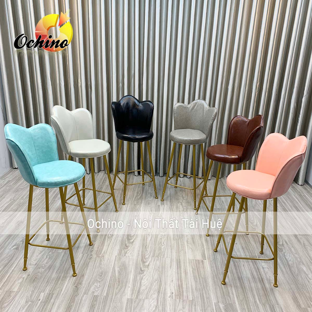 Ghế Trang Điểm Nhập Khẩu Cổ Định Chân Đẩu Mạ Vàng Tĩnh Điện Mẫu Sen Sang Chảnh (Hàng Có Sẵn)