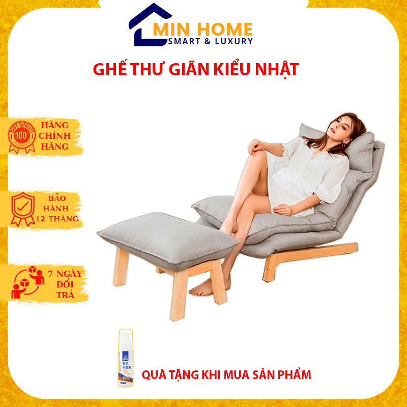 Ghế Thư Giãn, Đọc Sách Kiểu Nhật, Ghế Lười Mẫu Mới Tặng Kèm Đôn