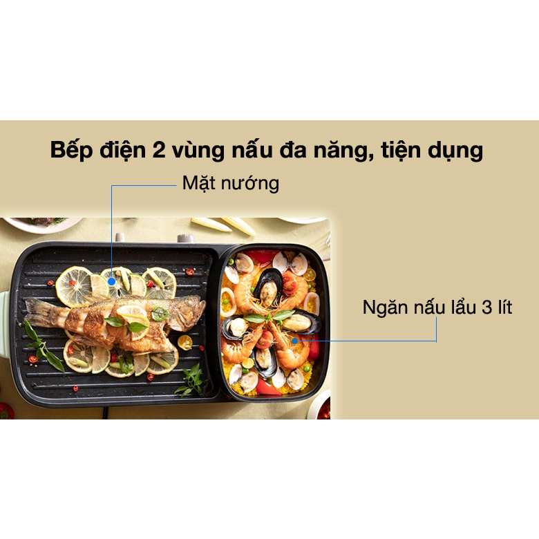 Bếp Nướng Và Lẩu BEAR, Nồi Lẩu Điện 2IN1 Cho Gia Đình DKL-C15G1 (Bảo Hành 12 Tháng)