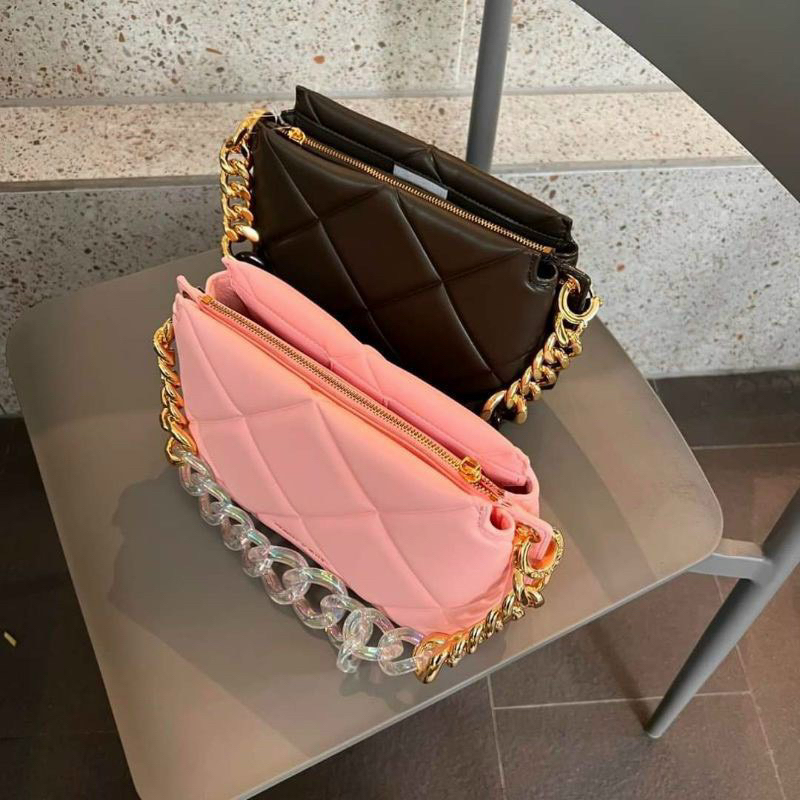 Túi CK Ô Trám Xích To Bản Mới Size 26 cm Kèm Dây Đeo Chéo