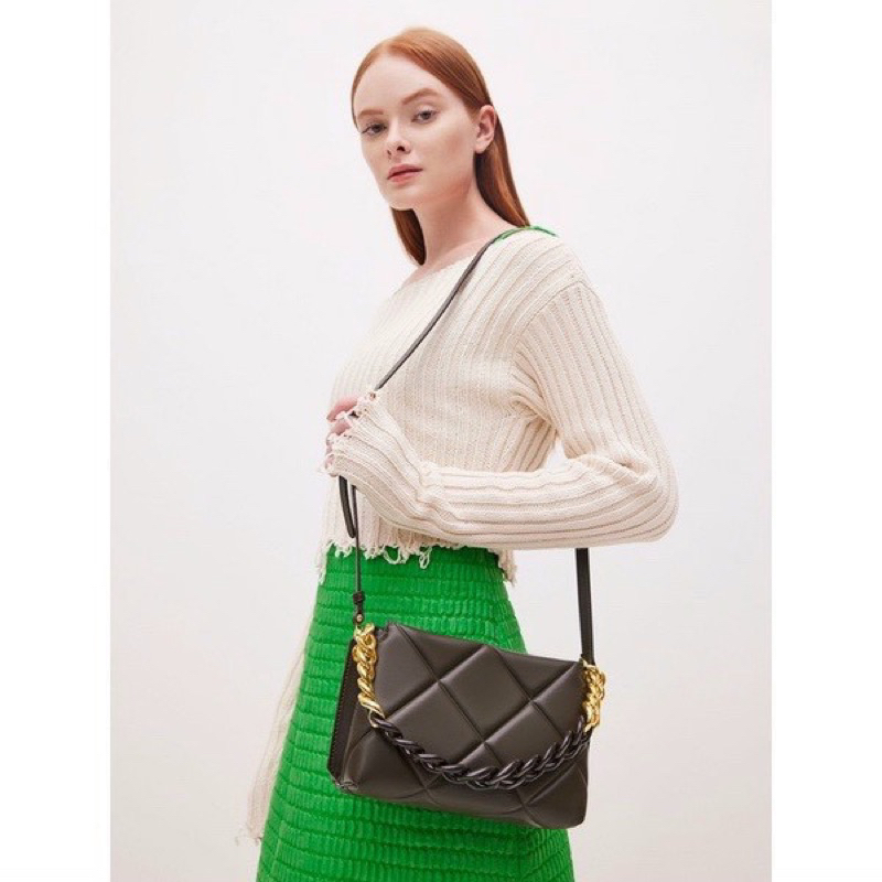 Túi CK Ô Trám Xích To Bản Mới Size 26 cm Kèm Dây Đeo Chéo