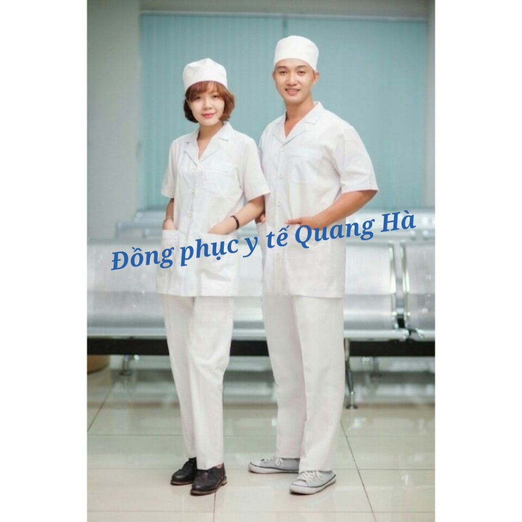 Áo Blue, Blouse trắng Viền Dáng Ngắn Ngang Đùi Nam Nữ - Cọc tay Hàng Đẹp Loại 1 Dành Cho Y Tá, Dược Sĩ, Điều Dưỡng.