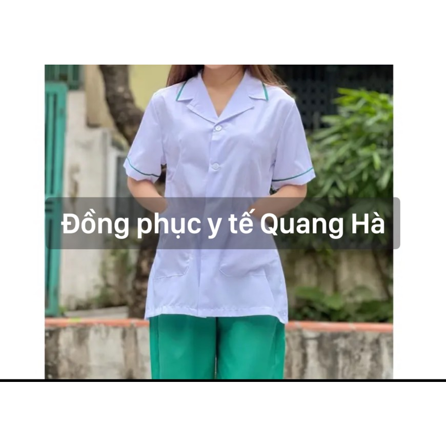 Áo Blue, Blouse trắng Viền Dáng Ngắn Ngang Đùi Nam Nữ - Cọc tay Hàng Đẹp Loại 1 Dành Cho Y Tá, Dược Sĩ, Điều Dưỡng.