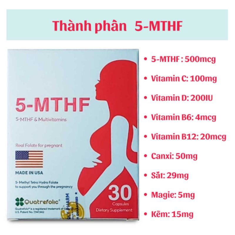 5-MTHF. Sản phâm chính hãng. Bổ sung acid folic cho bà bầu