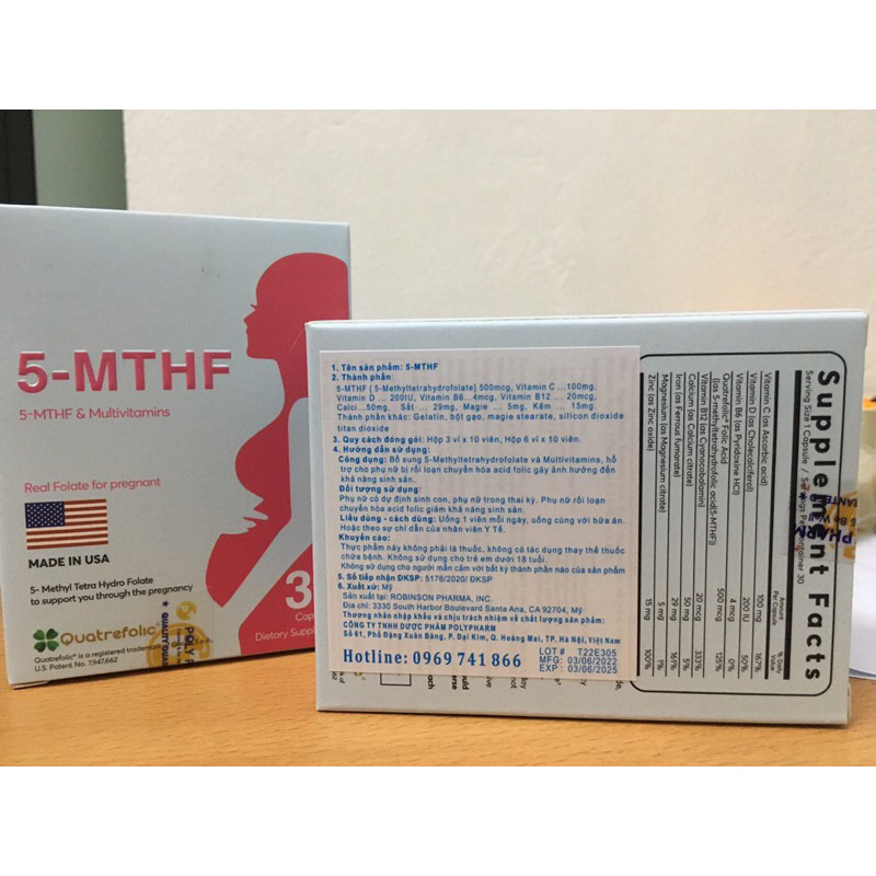 5-MTHF. Sản phâm chính hãng. Bổ sung acid folic cho bà bầu