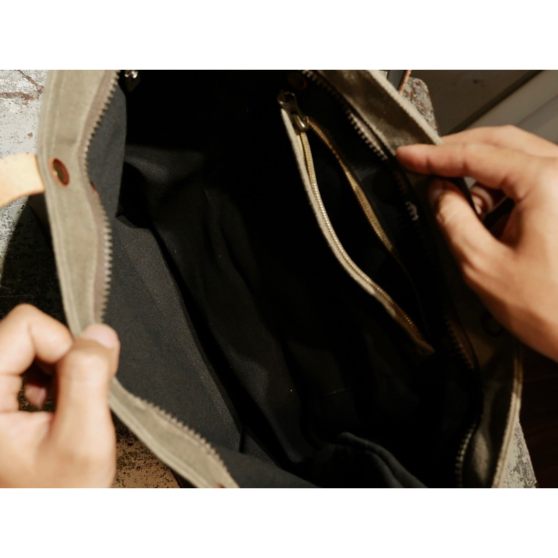 Túi Tote Canvas phối Da bò | Premium - Olderister