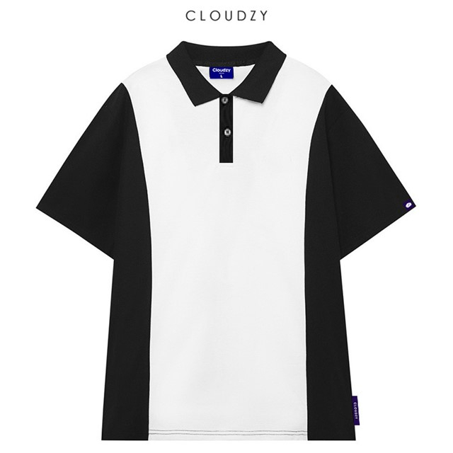 Áo polo tay lỡ nam nữ thun phông có cổ local brand unisex đen trắng đẹp oversize 100% cotton CLOUDZY PL CURVE