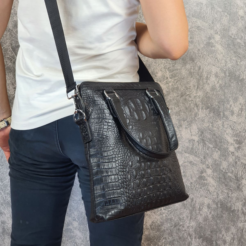 Túi đeo chéo nam da bò thật vân cá sấu TD125LEA  - 100% da thật, BH 3 năm