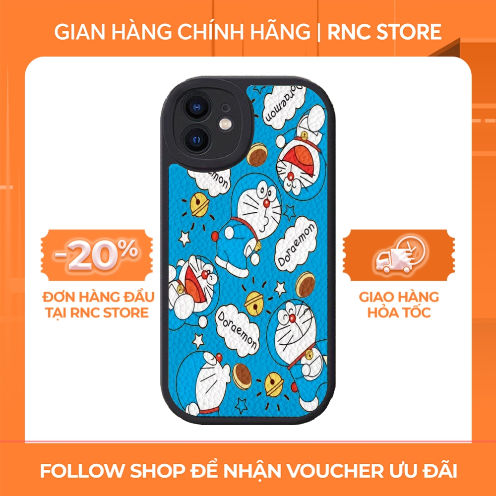 Ốp lưng Iphone XS/11 Pro/12 Pro/14 Pro Max/13/...dẻo đen vân da viền bảo vệ camera hình Doremon