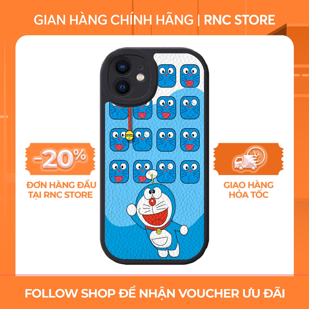 Ốp lưng Iphone XS/11 Pro/12 Pro/14 Pro Max/13/...dẻo đen vân da viền bảo vệ camera hình Doremon
